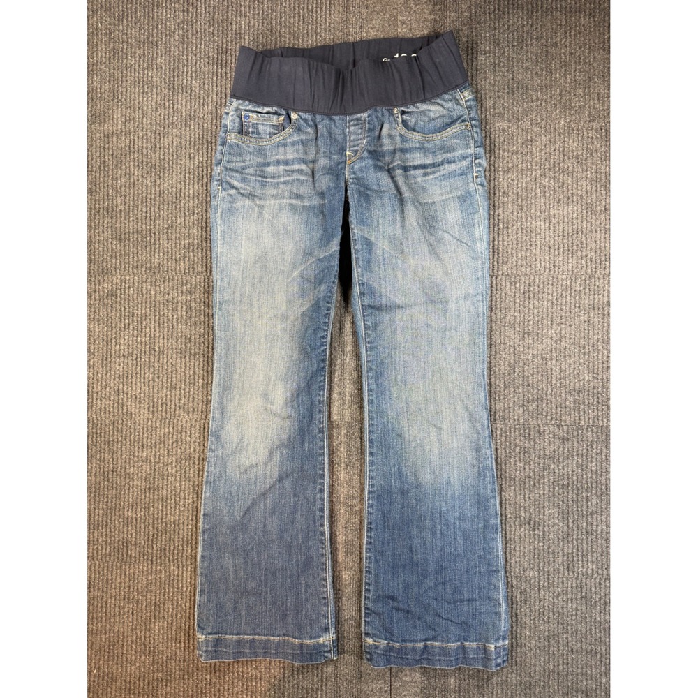 Gap 1969 Long & Lean Maternity Jeans Medium Wash Bootcut Under Belly Size 26 2a